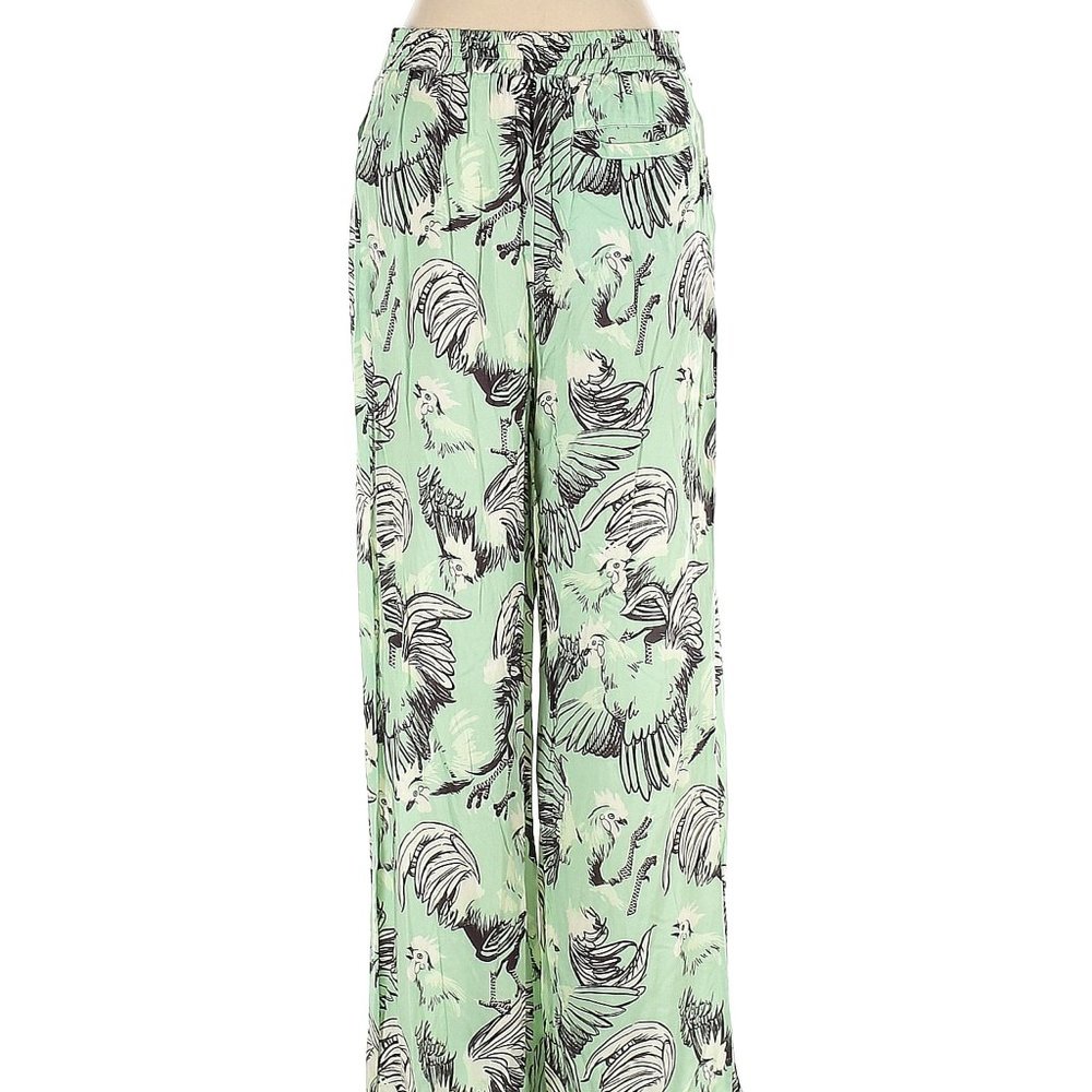 Rachel Antonoff green rooster chicken wide leg pajama pant
